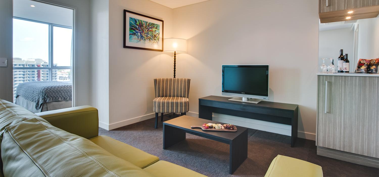 The Point Brisbane Hotel Zewnętrze zdjęcie A living room at the hotel